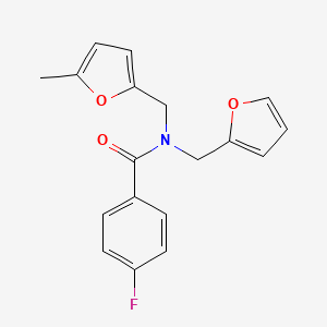 4-fluoro-N-(furan-2-ylmethyl)-N-[(5-methylfuran-2-yl)methyl]benzamide