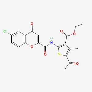 molecular formula C20H16ClNO6S B11396041 ethyl 5-acetyl-2-{[(6-chloro-4-oxo-4H-chromen-2-yl)carbonyl]amino}-4-methylthiophene-3-carboxylate 