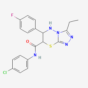 molecular formula C19H17ClFN5OS B11396046 N-(4-chlorophenyl)-3-ethyl-6-(4-fluorophenyl)-6,7-dihydro-5H-[1,2,4]triazolo[3,4-b][1,3,4]thiadiazine-7-carboxamide 