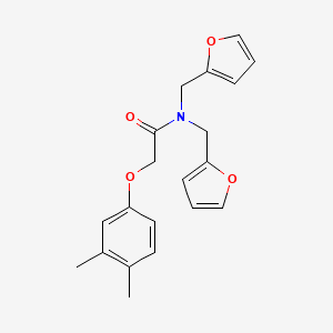 molecular formula C20H21NO4 B11396085 2-(3,4-dimethylphenoxy)-N,N-bis(2-furylmethyl)acetamide 