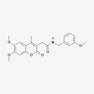 molecular formula C22H23NO6 B11396093 2-(6,7-dimethoxy-4-methyl-2-oxo-2H-chromen-3-yl)-N-(3-methoxybenzyl)acetamide 