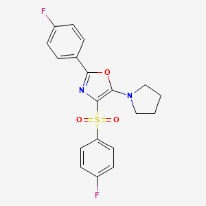 2-(4-Fluorophenyl)-4-[(4-fluorophenyl)sulfonyl]-5-(pyrrolidin-1-yl)-1,3-oxazole