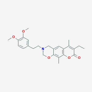 3-[2-(3,4-dimethoxyphenyl)ethyl]-7-ethyl-6,10-dimethyl-3,4-dihydro-2H,8H-chromeno[6,7-e][1,3]oxazin-8-one