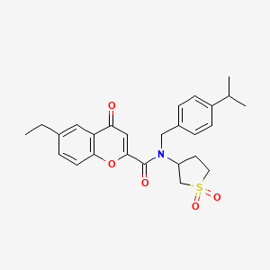 N-(1,1-dioxidotetrahydrothiophen-3-yl)-6-ethyl-4-oxo-N-[4-(propan-2-yl)benzyl]-4H-chromene-2-carboxamide