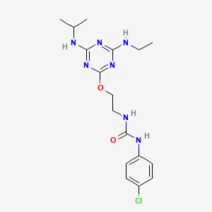 molecular formula C17H24ClN7O2 B11396241 1-(4-Chlorophenyl)-3-(2-{[4-(ethylamino)-6-(propan-2-ylamino)-1,3,5-triazin-2-yl]oxy}ethyl)urea 