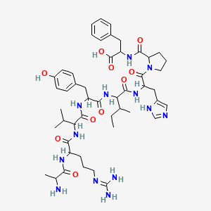 molecular formula C49H71N13O10 B1139629 2-[[1-[2-[[2-[[2-[[2-[[2-(2-aminopropanoylamino)-5-(diaminomethylideneamino)pentanoyl]amino]-3-methylbutanoyl]amino]-3-(4-hydroxyphenyl)propanoyl]amino]-3-methylpentanoyl]amino]-3-(1H-imidazol-5-yl)propanoyl]pyrrolidine-2-carbonyl]amino]-3-phenylpropanoic acid CAS No. 51833-76-2