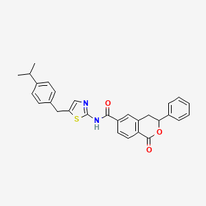 1-oxo-3-phenyl-N-{5-[4-(propan-2-yl)benzyl]-1,3-thiazol-2-yl}-3,4-dihydro-1H-isochromene-6-carboxamide