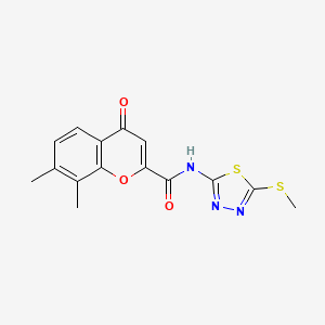 molecular formula C15H13N3O3S2 B11396385 7,8-dimethyl-N-[5-(methylsulfanyl)-1,3,4-thiadiazol-2-yl]-4-oxo-4H-chromene-2-carboxamide 