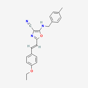 2-[(E)-2-(4-ethoxyphenyl)ethenyl]-5-[(4-methylbenzyl)amino]-1,3-oxazole-4-carbonitrile