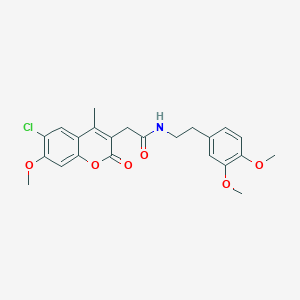 molecular formula C23H24ClNO6 B11396427 2-(6-chloro-7-methoxy-4-methyl-2-oxo-2H-chromen-3-yl)-N-[2-(3,4-dimethoxyphenyl)ethyl]acetamide 