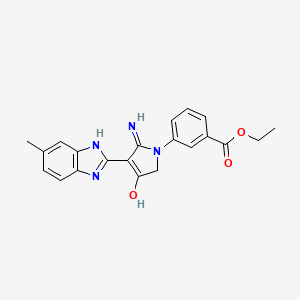 molecular formula C21H20N4O3 B11396448 Ethyl 3-[5-amino-4-(6-methyl-1H-1,3-benzodiazol-2-YL)-3-oxo-2,3-dihydro-1H-pyrrol-1-YL]benzoate 