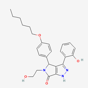 molecular formula C25H29N3O4 B11396454 4-[4-(hexyloxy)phenyl]-5-(2-hydroxyethyl)-3-(2-hydroxyphenyl)-4,5-dihydropyrrolo[3,4-c]pyrazol-6(1H)-one 