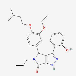 molecular formula C27H33N3O4 B11396459 4-[3-ethoxy-4-(3-methylbutoxy)phenyl]-3-(2-hydroxyphenyl)-5-propyl-4,5-dihydropyrrolo[3,4-c]pyrazol-6(1H)-one 