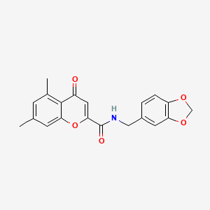 N-(1,3-benzodioxol-5-ylmethyl)-5,7-dimethyl-4-oxo-4H-chromene-2-carboxamide