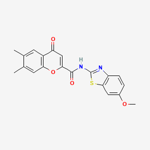 molecular formula C20H16N2O4S B11396491 N-(6-methoxy-1,3-benzothiazol-2-yl)-6,7-dimethyl-4-oxo-4H-chromene-2-carboxamide 