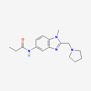 molecular formula C16H22N4O B11396528 N-[1-methyl-2-(pyrrolidin-1-ylmethyl)-1H-benzimidazol-5-yl]propanamide 