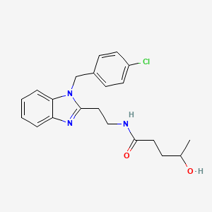 molecular formula C21H24ClN3O2 B11396539 N-{2-[1-(4-chlorobenzyl)-1H-benzimidazol-2-yl]ethyl}-4-hydroxypentanamide 