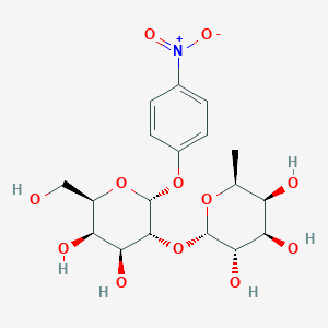 molecular formula C₁₈H₂₅NO₁₂ B1139658 4-Nitrophenyl 2-O-(a-L-fucopyranosyl)-a-D-galactopyranoside CAS No. 383417-46-7