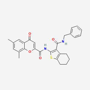 molecular formula C28H26N2O4S B11396581 N-[3-(benzylcarbamoyl)-4,5,6,7-tetrahydro-1-benzothiophen-2-yl]-6,8-dimethyl-4-oxo-4H-chromene-2-carboxamide 