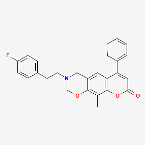 3-[2-(4-fluorophenyl)ethyl]-10-methyl-6-phenyl-3,4-dihydro-2H,8H-chromeno[6,7-e][1,3]oxazin-8-one