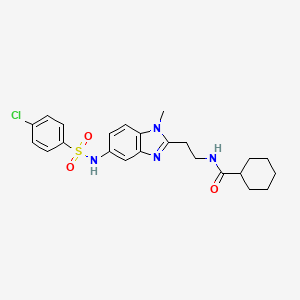 N-[2-(5-{[(4-chlorophenyl)sulfonyl]amino}-1-methyl-1H-benzimidazol-2-yl)ethyl]cyclohexanecarboxamide