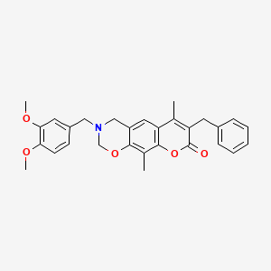 7-benzyl-3-(3,4-dimethoxybenzyl)-6,10-dimethyl-3,4-dihydro-2H,8H-chromeno[6,7-e][1,3]oxazin-8-one