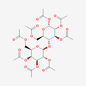 molecular formula C₂₈H₃₈O₁₉ B1139677 [(2R,3R,4S,5R,6R)-4,5,6-triacetyloxy-3-[(2S,3R,4S,5S,6R)-3,4,5-triacetyloxy-6-(acetyloxymethyl)oxan-2-yl]oxyoxan-2-yl]methyl acetate CAS No. 6291-42-5