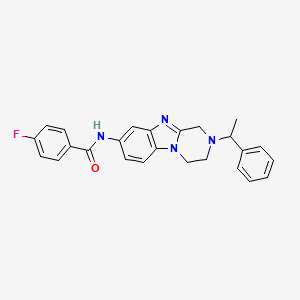 molecular formula C25H23FN4O B11396791 4-fluoro-N-[2-(1-phenylethyl)-1,2,3,4-tetrahydropyrazino[1,2-a]benzimidazol-8-yl]benzamide 