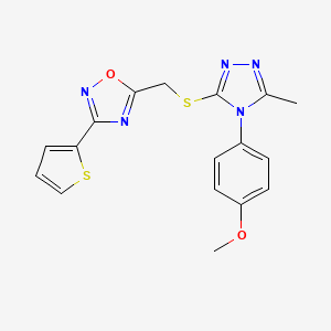 molecular formula C17H15N5O2S2 B11396794 5-({[4-(4-methoxyphenyl)-5-methyl-4H-1,2,4-triazol-3-yl]sulfanyl}methyl)-3-(thiophen-2-yl)-1,2,4-oxadiazole 