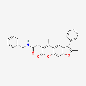 molecular formula C28H23NO4 B11396845 N-Benzyl-2-{2,5-dimethyl-7-oxo-3-phenyl-7H-furo[3,2-G]chromen-6-YL}acetamide 