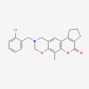 molecular formula C22H20ClNO3 B11396864 9-(2-chlorobenzyl)-6-methyl-2,3,9,10-tetrahydro-8H-cyclopenta[3,4]chromeno[6,7-e][1,3]oxazin-4(1H)-one 