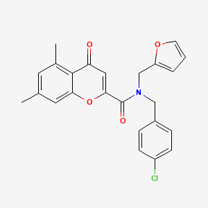 molecular formula C24H20ClNO4 B11396891 N-(4-chlorobenzyl)-N-(furan-2-ylmethyl)-5,7-dimethyl-4-oxo-4H-chromene-2-carboxamide 