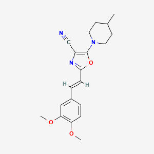 2-[(E)-2-(3,4-dimethoxyphenyl)ethenyl]-5-(4-methylpiperidin-1-yl)-1,3-oxazole-4-carbonitrile