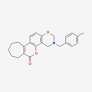 3-(4-methylbenzyl)-3,4,8,9,10,11-hexahydro-2H-cyclohepta[3,4]chromeno[8,7-e][1,3]oxazin-6(7H)-one