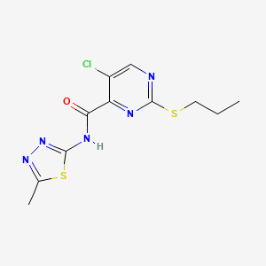 molecular formula C11H12ClN5OS2 B11397077 5-chloro-N-(5-methyl-1,3,4-thiadiazol-2-yl)-2-(propylsulfanyl)pyrimidine-4-carboxamide 