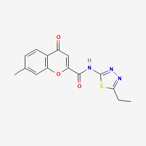 molecular formula C15H13N3O3S B11397107 N-(5-ethyl-1,3,4-thiadiazol-2-yl)-7-methyl-4-oxo-4H-chromene-2-carboxamide 