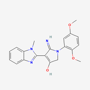 molecular formula C20H20N4O3 B11397194 5-Amino-1-(2,5-dimethoxyphenyl)-4-(1-methyl-1H-1,3-benzodiazol-2-YL)-2,3-dihydro-1H-pyrrol-3-one 