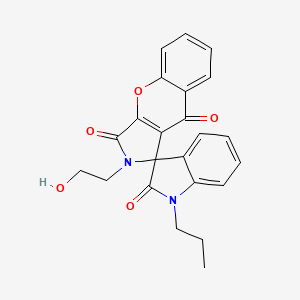 molecular formula C23H20N2O5 B11397222 2-(2-hydroxyethyl)-1'-propyl-2H-spiro[chromeno[2,3-c]pyrrole-1,3'-indole]-2',3,9(1'H)-trione 