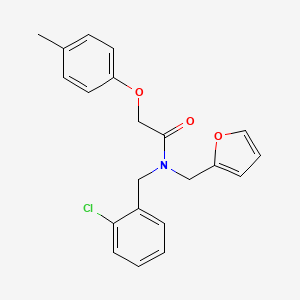 molecular formula C21H20ClNO3 B11397249 N-(2-chlorobenzyl)-N-(furan-2-ylmethyl)-2-(4-methylphenoxy)acetamide 