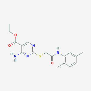 molecular formula C17H20N4O3S B11397253 Ethyl 4-amino-2-({2-[(2,5-dimethylphenyl)amino]-2-oxoethyl}sulfanyl)pyrimidine-5-carboxylate 