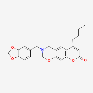 3-(1,3-benzodioxol-5-ylmethyl)-6-butyl-10-methyl-3,4-dihydro-2H,8H-chromeno[6,7-e][1,3]oxazin-8-one