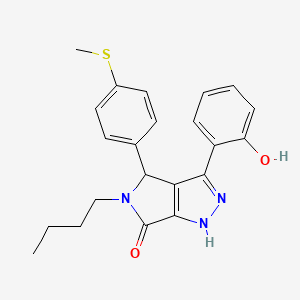 molecular formula C22H23N3O2S B11397291 5-butyl-3-(2-hydroxyphenyl)-4-[4-(methylsulfanyl)phenyl]-4,5-dihydropyrrolo[3,4-c]pyrazol-6(1H)-one 