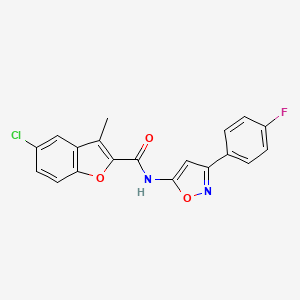 5-chloro-N-[3-(4-fluorophenyl)-1,2-oxazol-5-yl]-3-methyl-1-benzofuran-2-carboxamide