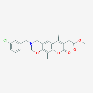 molecular formula C23H22ClNO5 B11397336 methyl [3-(3-chlorobenzyl)-6,10-dimethyl-8-oxo-3,4-dihydro-2H,8H-chromeno[6,7-e][1,3]oxazin-7-yl]acetate 