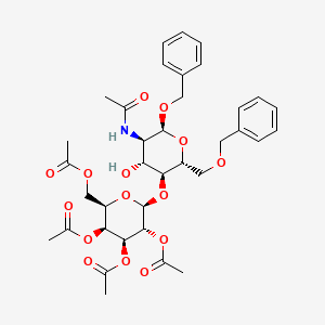 molecular formula C₃₆H₄₅NO₁₅ B1139736 2-Acetamido-4-O-(2,3,4,6-tetra-O-acetyl-b-D-galactopyranosyl)-1,6-di-O-benzyl-2-deoxy-a-D-glucopyranoside CAS No. 71208-01-0