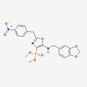 molecular formula C20H20N3O8P B11397361 Dimethyl {5-[(1,3-benzodioxol-5-ylmethyl)amino]-2-(4-nitrobenzyl)-1,3-oxazol-4-yl}phosphonate 