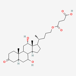 B1139746 4-[(4R)-4-[(5S,7R,10S,12S,13R,14S)-7,12-dihydroxy-10,13-dimethyl-3-oxo-1,2,4,5,6,7,8,9,11,12,14,15,16,17-tetradecahydrocyclopenta[a]phenanthren-17-yl]pentoxy]-4-oxobutanoic acid CAS No. 550298-38-9