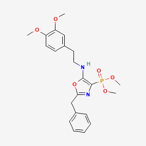 molecular formula C22H27N2O6P B11397492 Dimethyl (2-benzyl-5-{[2-(3,4-dimethoxyphenyl)ethyl]amino}-1,3-oxazol-4-yl)phosphonate 