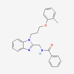 molecular formula C25H25N3O2 B11397505 N-({1-[3-(2-methylphenoxy)propyl]-1H-benzimidazol-2-yl}methyl)benzamide 