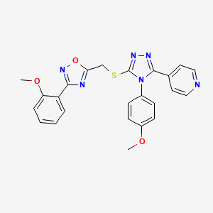 molecular formula C24H20N6O3S B11397511 4-[4-(4-methoxyphenyl)-5-({[3-(2-methoxyphenyl)-1,2,4-oxadiazol-5-yl]methyl}sulfanyl)-4H-1,2,4-triazol-3-yl]pyridine 